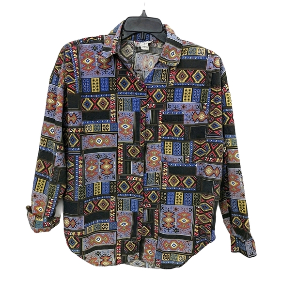 Cotton Express Tops - Vintage Western Bohemian Desert Button Down Sz S